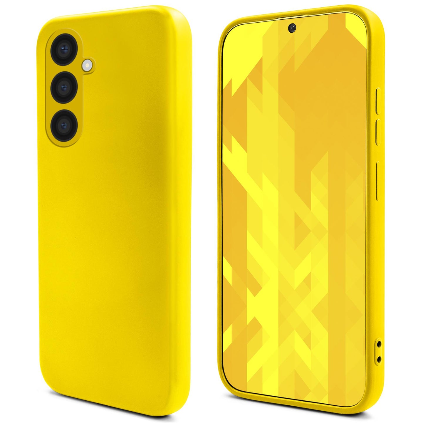 Moozy Lifestyle. Silicone Phone Case for Samsung galaxy a55 5g, Liquid Silicone slim Protector Cover with Matte Finish and Soft Microfiber Lining, Premium Shockproof Case for a55 5g, Yellow