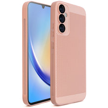 Załaduj obraz do przeglądarki galerii, Moozy VentiGuard Phone Case for Samsung A34 5G, Pastel Pink - Breathable Cover with Perforated Pattern for Air Circulation, Ventilation, Anti-Overheating Phone Case
