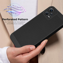 Cargar imagen en el visor de la galería, Moozy VentiGuard Phone Case for Xiaomi Redmi Note 12 Pro 5G, Black - Breathable Cover with Perforated Pattern for Air Circulation, Ventilation, Anti-Overheating Phone Case
