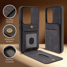 Charger l&#39;image dans la galerie, Moozy ElitePocket phone case for samsung s22 ultra with card holder, back cover with card holder, case for s22 ultra, dark gray
