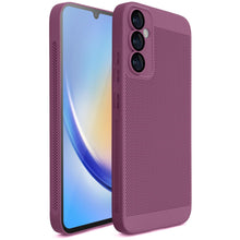 Lade das Bild in den Galerie-Viewer, Moozy VentiGuard Phone Case for Samsung A34 5G, Purple - Breathable Cover with Perforated Pattern for Air Circulation, Ventilation, Anti-Overheating Phone Case
