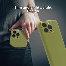 Ladda upp bild till gallerivisning, Moozy Lifestyle. Premium Silicone Phone case for iPhone 15 Pro, 6.1-inch, Liquid Silicone Lightweight Cover for iphone 15 Pro Shockproof with Matte Finish and Soft Microfiber Lining, Olive green
