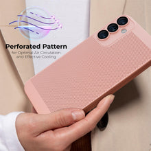 Lade das Bild in den Galerie-Viewer, Moozy VentiGuard Phone Case for Samsung A34 5G, Pastel Pink - Breathable Cover with Perforated Pattern for Air Circulation, Ventilation, Anti-Overheating Phone Case

