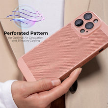 Cargar imagen en el visor de la galería, Moozy VentiGuard Phone Case for iphone 14 pro, 6.1-inch, Breathable Cover for iphone 14 pro with Perforated Pattern for Air Circulation, Hard case for iphone 14 pro, Pink Pastel
