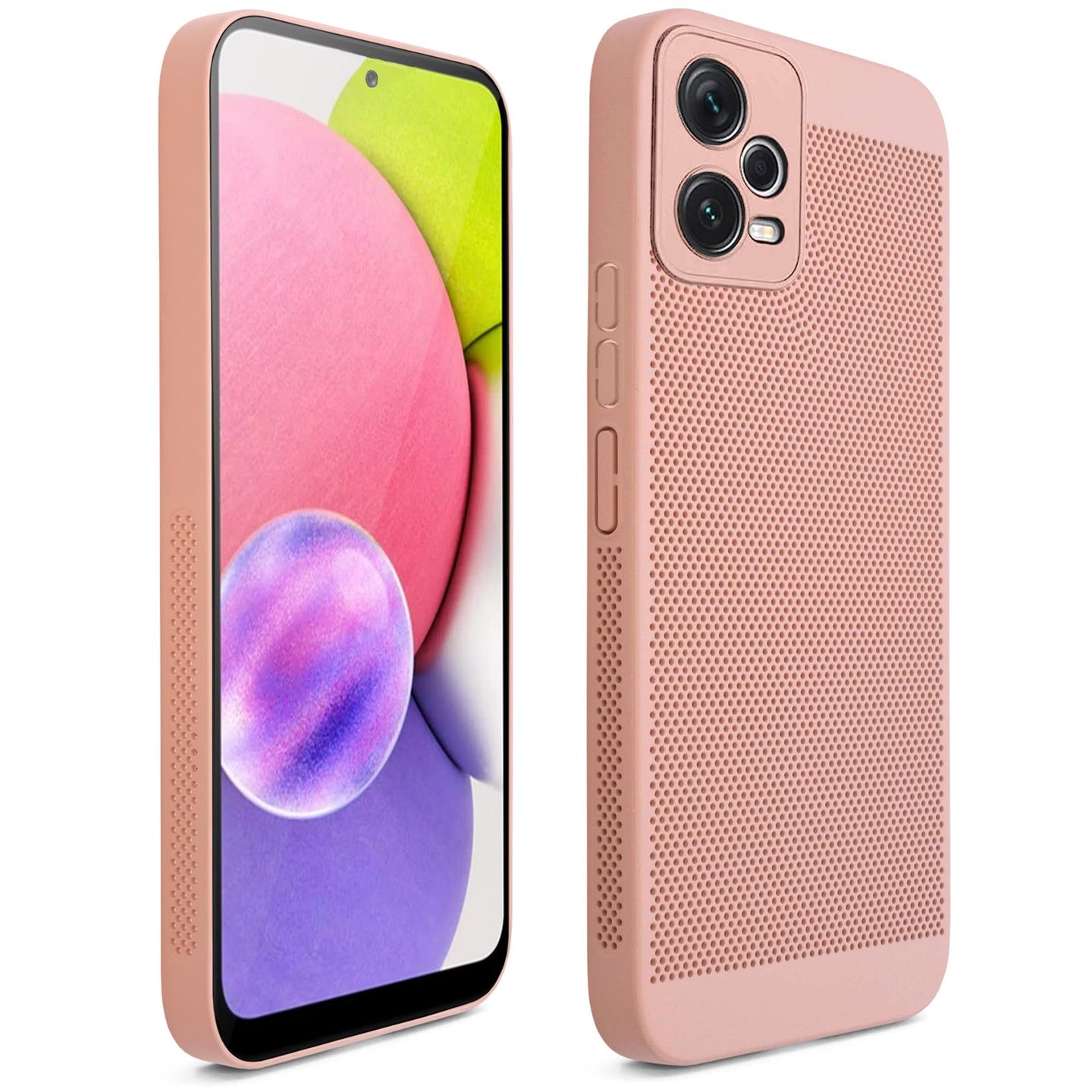 Moozy VentiGuard Phone Case for Xiaomi Redmi Note 12, Pastel Pink - Breathable Cover with Perforated Pattern for Air Circulation, Ventilation, Anti-Overheating Phone Case