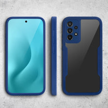 Cargar imagen en el visor de la galería, Moozy 360 Case for Samsung A33 5G - Blue Rim Transparent Case, Full Body Double-sided Protection, Cover with Built-in Screen Protector
