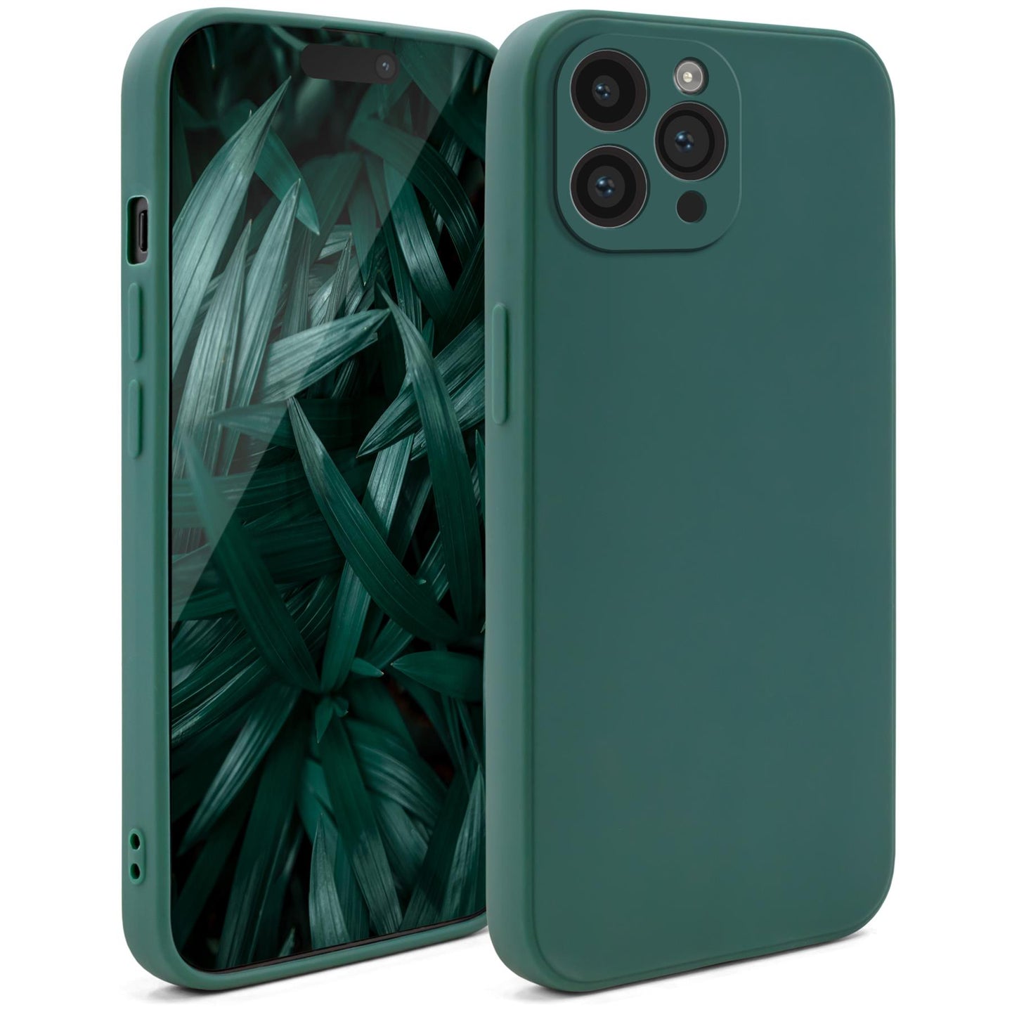 Moozy Minimalist Series Silicone Case for iPhone 14 Pro Max, Dark Green - Matte Finish Lightweight Mobile Phone Case Slim Soft Protective TPU Cover with Matte Surface