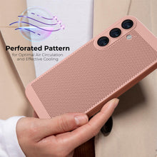 Load image into Gallery viewer, Moozy VentiGuard Phone Case for Samsung S24, Pastel Pink - Breathable Cover with Perforated Pattern for Air Circulation, Ventilation, Anti-Overheating Phone Case
