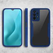 Załaduj obraz do przeglądarki galerii, Moozy 360 Case for Samsung A23 5G/4G - Blue Rim Transparent Case, Full Body Double-sided Protection, Cover with Built-in Screen Protector
