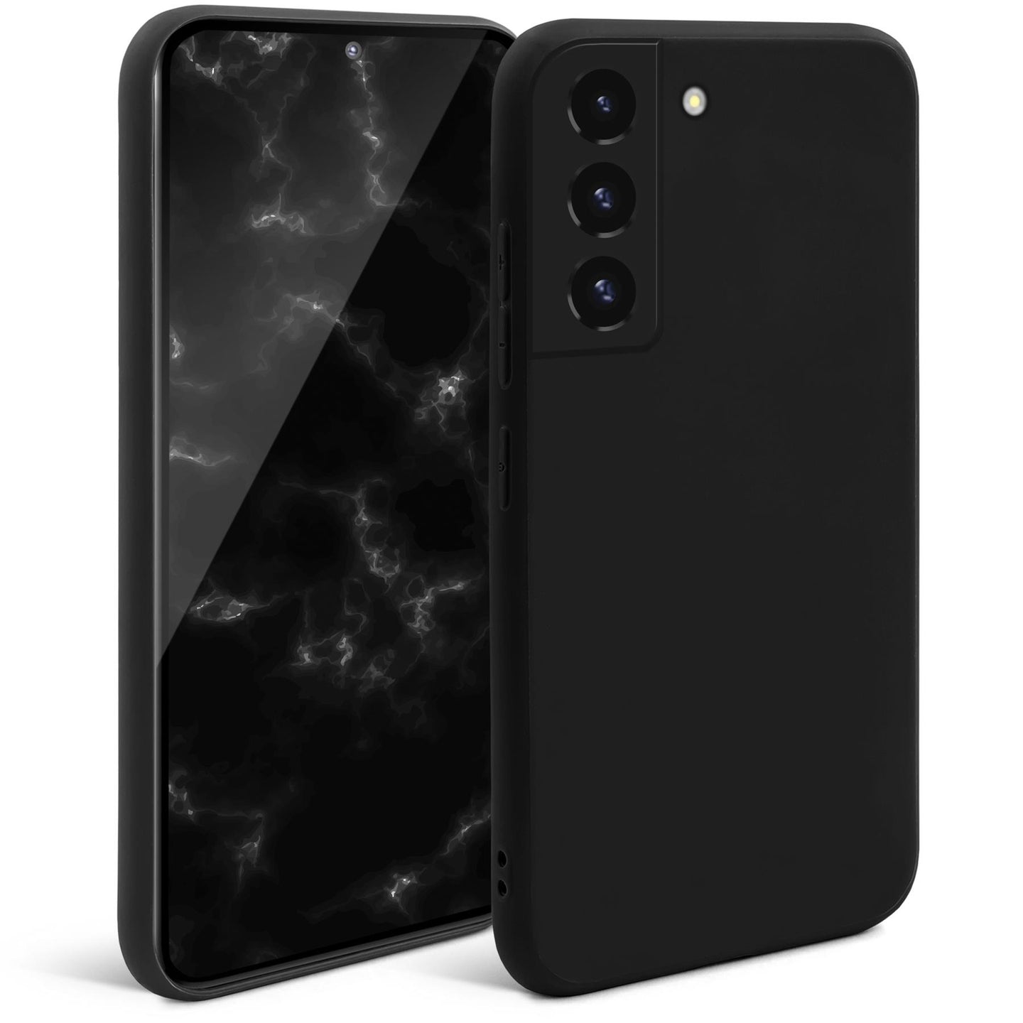 Moozy Minimalist Series Silicone Case for Samsung S22, Black - Matte Finish Lightweight Mobile Phone Case Slim Soft Protective TPU Cover with Matte Surface