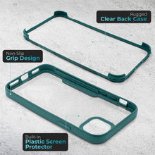 Cargar imagen en el visor de la galería, Moozy 360 Case for iPhone 12 / 12 Pro - Green Rim Transparent Case, Full Body Double-sided Protection, Cover with Built-in Screen Protector
