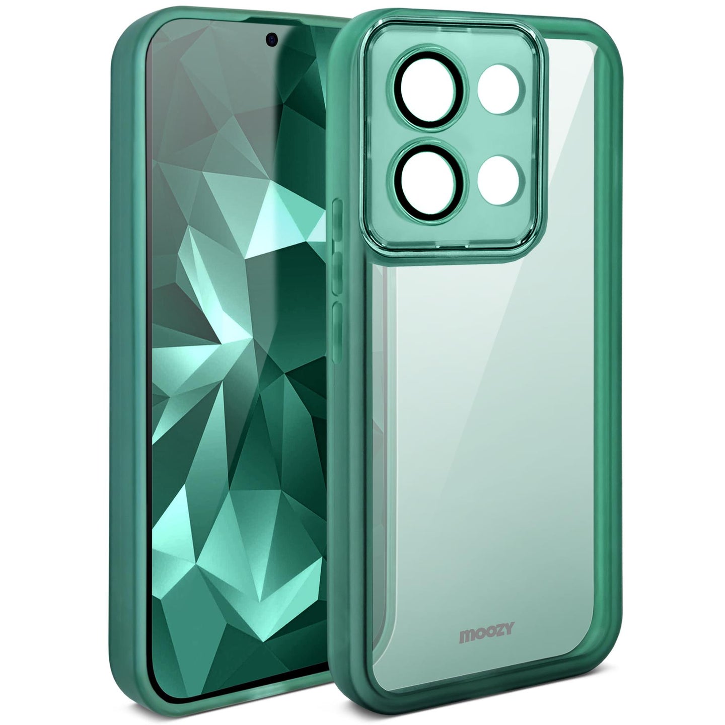 Moozy LumiCase phone case for xiaomi Redmi Note 13 Pro 5G / case for Poco X6 slim, Case for xiaomi Redmi Note 13 Pro 5G bumper with camera cover, Soft TPU case for xiaomi Poco X6 transparent, Green