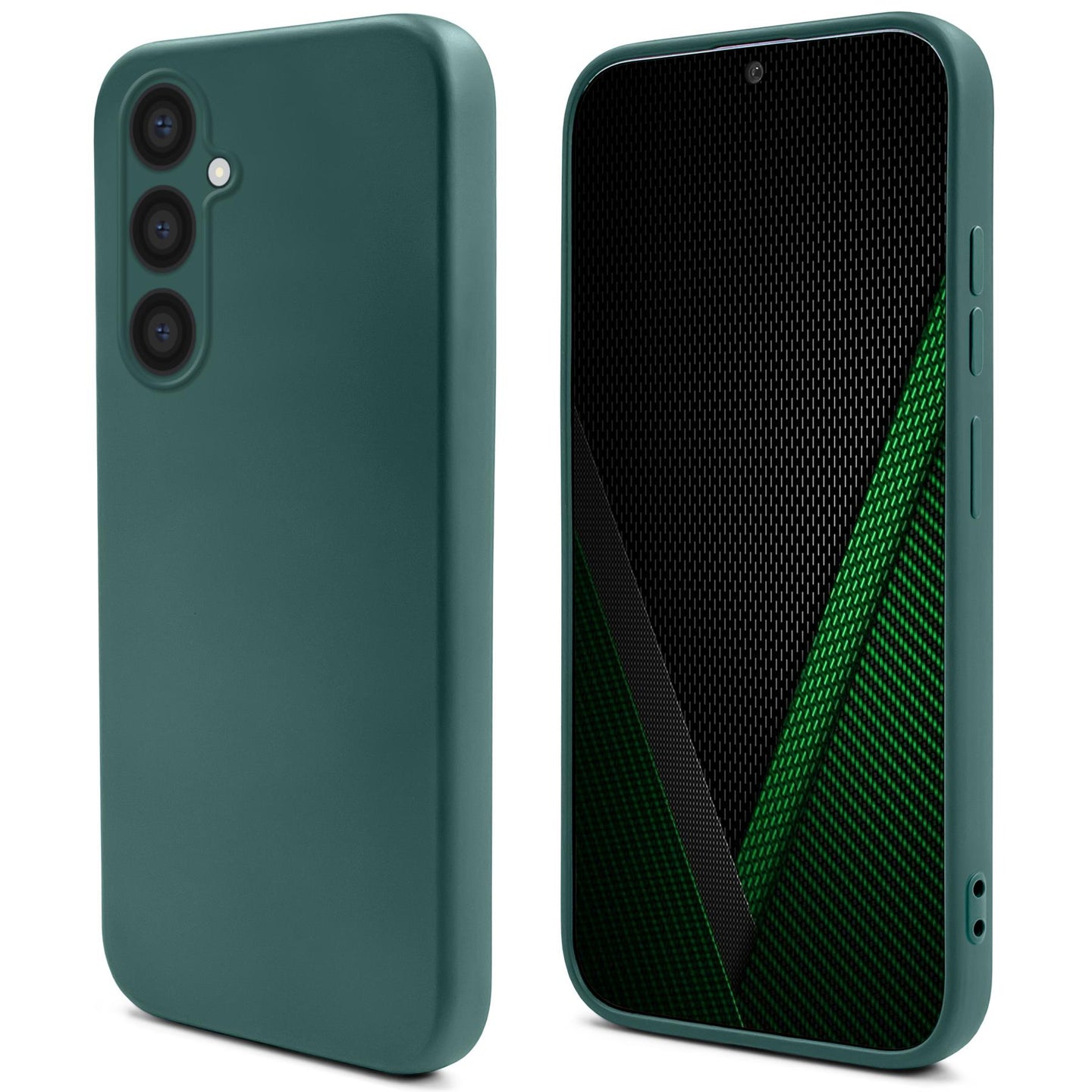 Moozy Lifestyle. Silicone Case for Samsung A54 5G, Dark Green - Liquid Silicone Lightweight Cover with Matte Finish and Soft Microfiber Lining, Premium Silicone Case