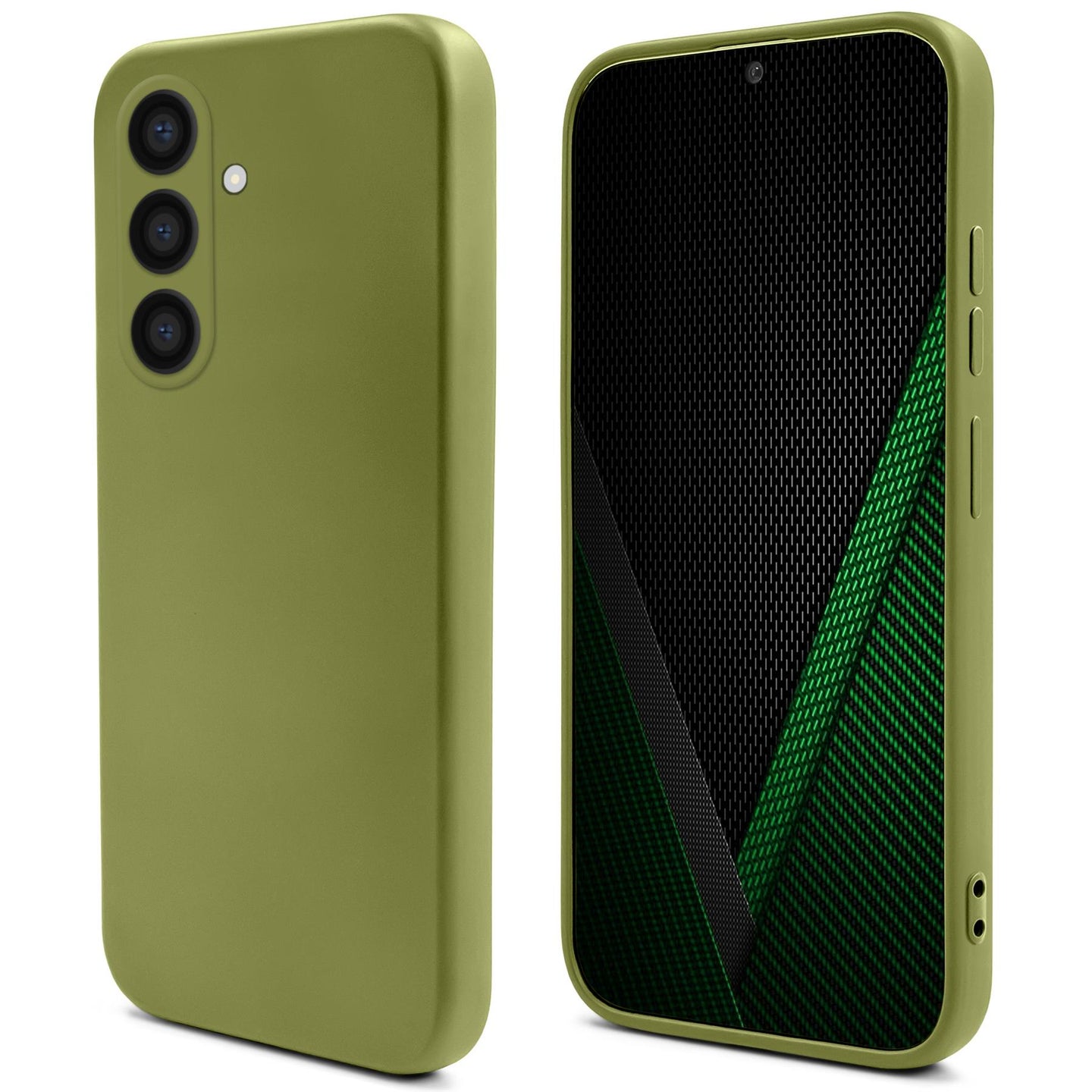 Moozy Lifestyle. Silicone Phone Case for Samsung galaxy a55 5g, Liquid Silicone slim Protector Cover with Matte Finish and Soft Microfiber Lining, Premium Shockproof Case for a55 5g, Olive green