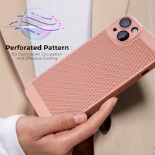 Cargar imagen en el visor de la galería, Moozy VentiGuard Phone Case for iPhone 13, Pastel Pink - Breathable Cover with Perforated Pattern for Air Circulation, Ventilation, Anti-Overheating Phone Case
