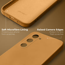 Afbeelding in Gallery-weergave laden, Moozy Lifestyle. Liquid Silicone Phone Case for Samsung galaxy S23 5G, Liquid Silicone Lightweight Cover for samsung S23 with Matte Finish and Soft Microfiber Lining, Caramel
