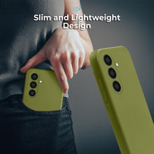 Charger l&#39;image dans la galerie, Moozy Lifestyle. Silicone Phone Case for Samsung galaxy a55 5g, Liquid Silicone slim Protector Cover with Matte Finish and Soft Microfiber Lining, Premium Shockproof Case for a55 5g, Olive green
