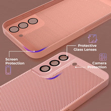 Ladda upp bild till gallerivisning, Moozy VentiGuard Phone Case for Samsung Galaxy S22, Phone case for Samsung Galaxy S22 with Perforated Pattern for Air Circulation, Cover for samsung S22 shockproof, Pastel Pink
