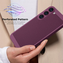 Cargar imagen en el visor de la galería, Moozy VentiGuard Phone Case for Samsung galaxy S23, Breathable Cover for samsung galaxy s23 with Perforated Pattern for Air Circulation, Case for samsung 23, Purple
