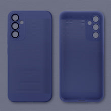 Cargar imagen en el visor de la galería, Moozy VentiGuard Phone Case for Samsung A34 5G, Blue - Breathable Cover with Perforated Pattern for Air Circulation, Ventilation, Anti-Overheating Phone Case

