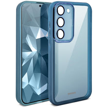 Carica l&#39;immagine nel visualizzatore di Gallery, Moozy LumiCase Phone case for samsung S23 Transparent, Case for samsung s23 shockproof, TPU Cover for galaxy s23 with Camera Lens Protector, Case for samsung galaxy s23, Blue
