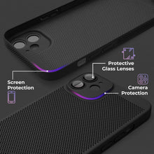 Załaduj obraz do przeglądarki galerii, Moozy VentiGuard Phone Case for iPhone 11, Black, 6.1-inch - Breathable Cover with Perforated Pattern for Air Circulation, Ventilation, Anti-Overheating Phone Case
