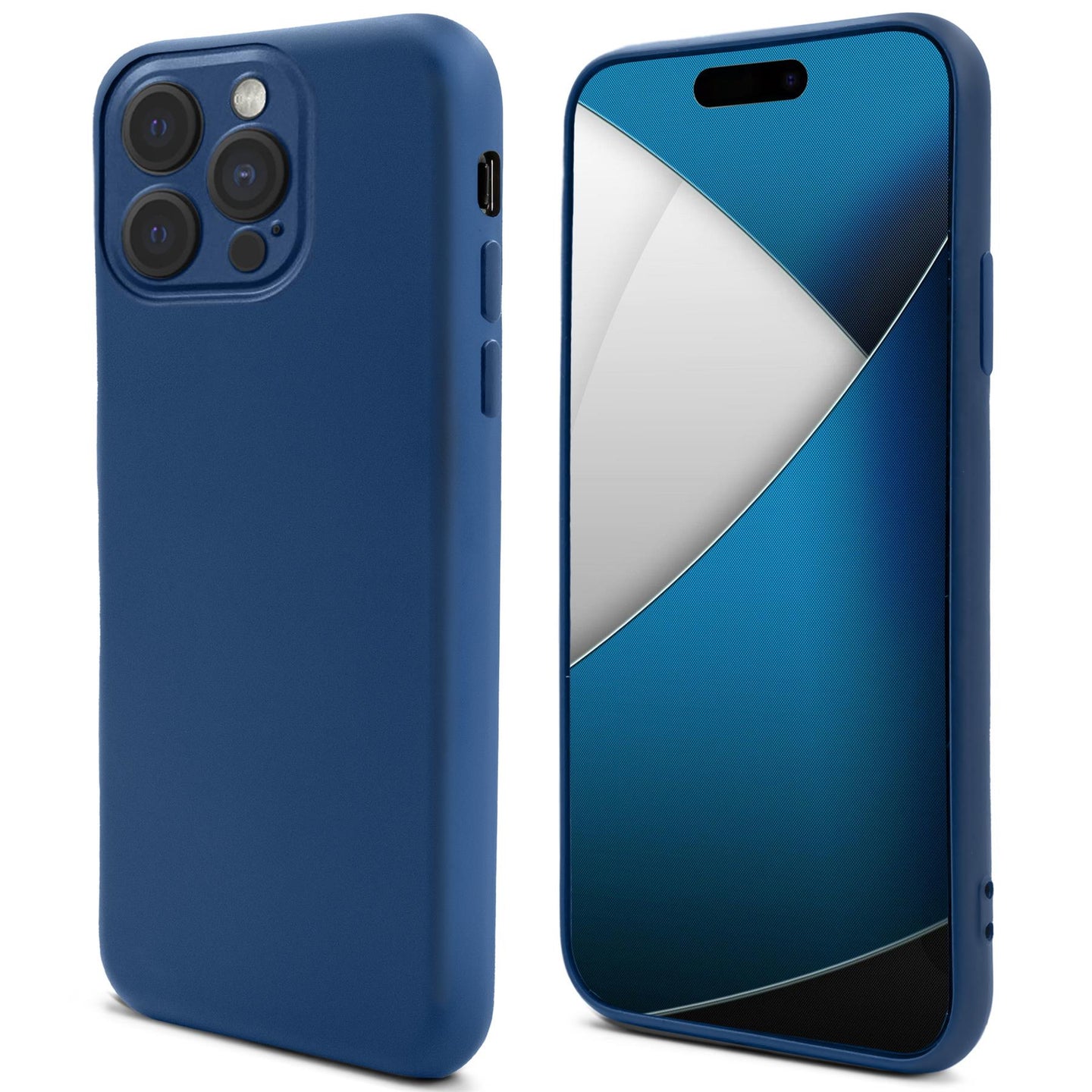 Moozy Lifestyle. Silicone Phone Case for iPhone 15 Pro Max, 6.7-inch, Liquid Silicone Shockproof Bumper Cover with Matte Finish and Soft Microfiber Lining, Premium Silicone Case, Dark blue