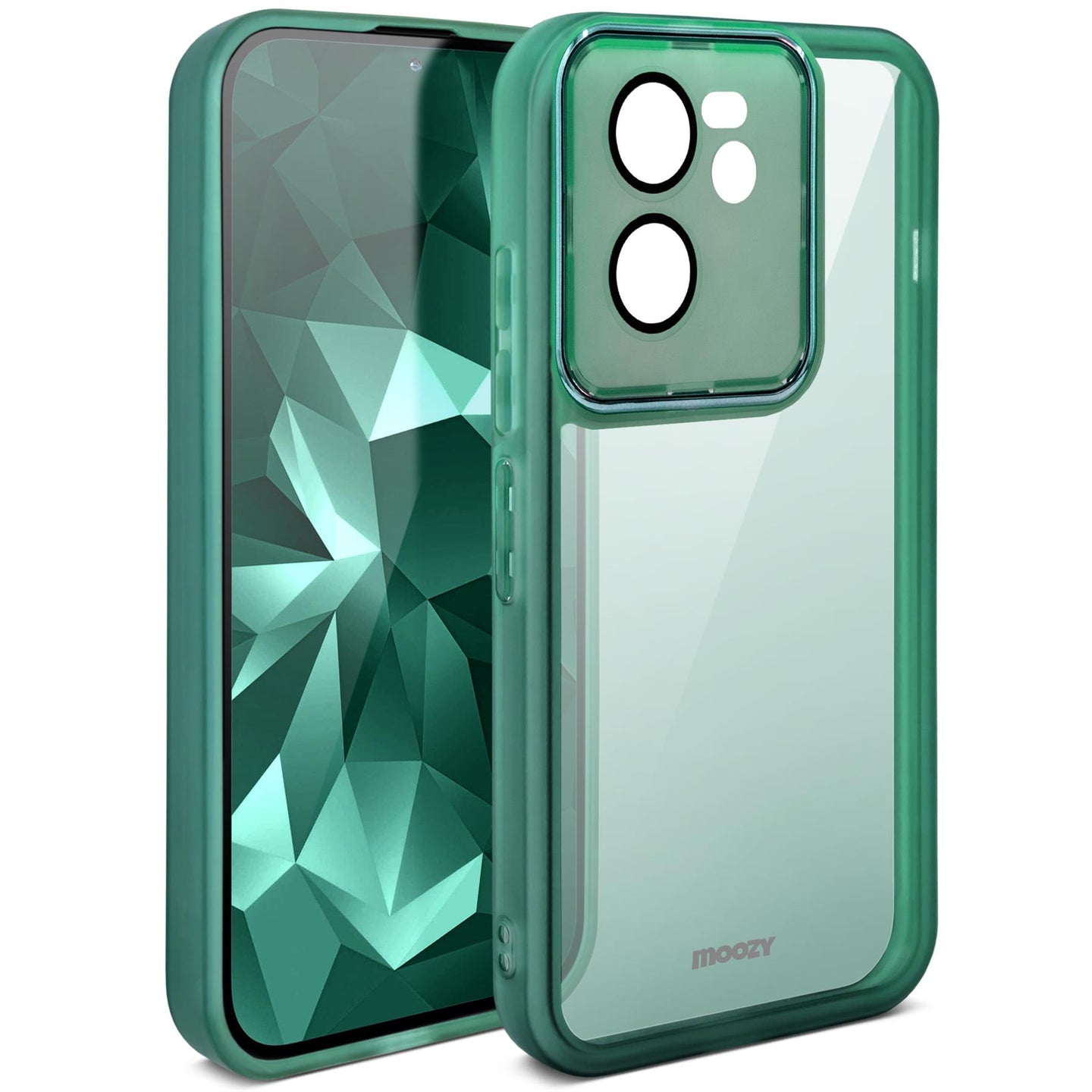 Moozy LumiCase phone case for xiaomi 13t / case for 13t Pro slim, Case for xiaomi 13t bumper, Case for xiaomi 13t with camera cover, Soft TPU case for xiaomi 13tpro transparent, Green