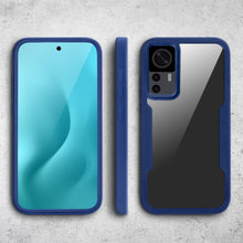 Cargar imagen en el visor de la galería, Moozy 360 Case for Xiaomi 12T and 12T Pro - Blue Rim Transparent Case, Full Body Double-sided Protection, Cover with Built-in Screen Protector
