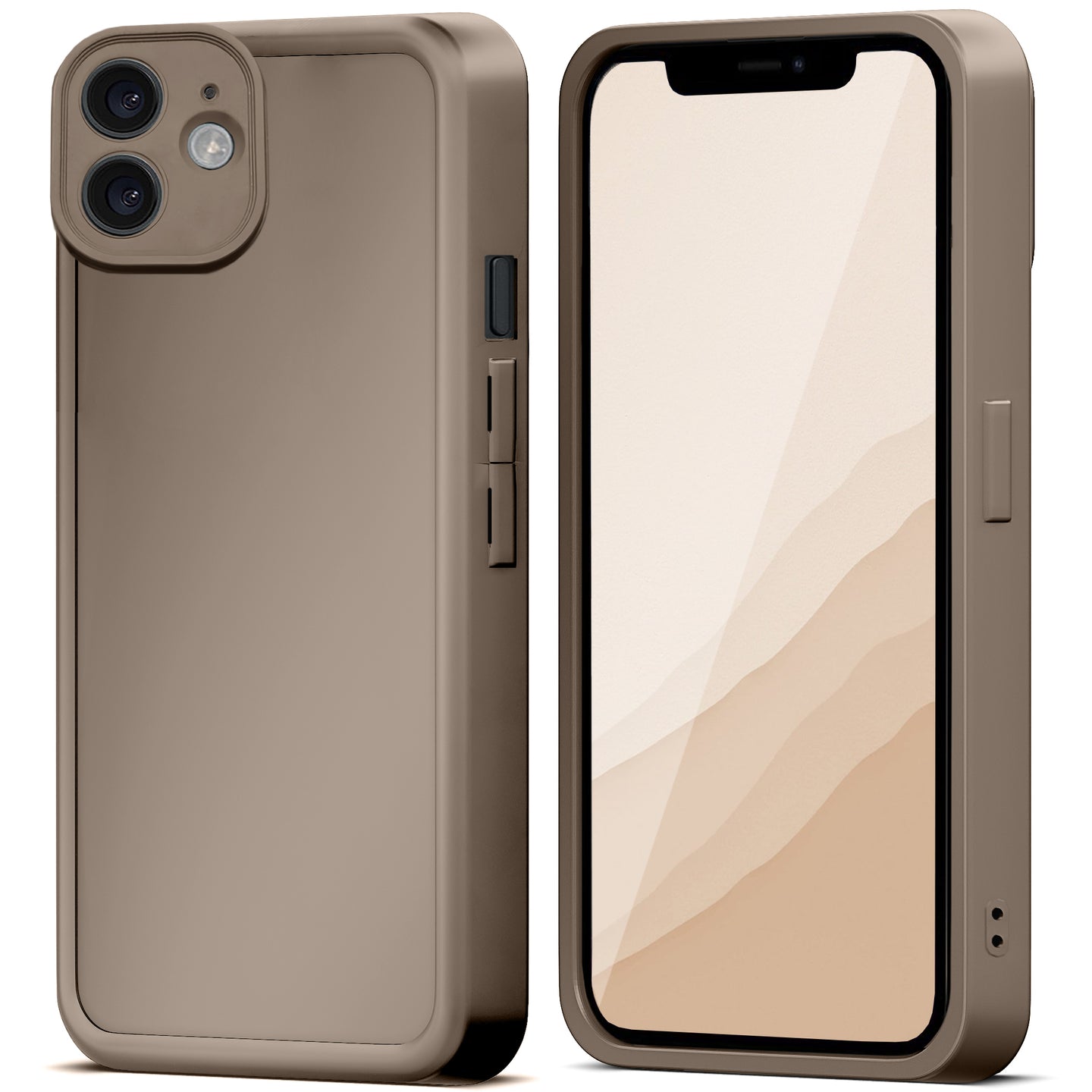 Moozy RimUP Phone Case for iPhone 11, Matte Finish High Edge Protection TPU Cover, Taupe