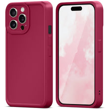 Załaduj obraz do przeglądarki galerii, Moozy RimUP Phone Case for iPhone 16 Pro, Matte Finish High Edge Protection TPU Cover, Wine Red
