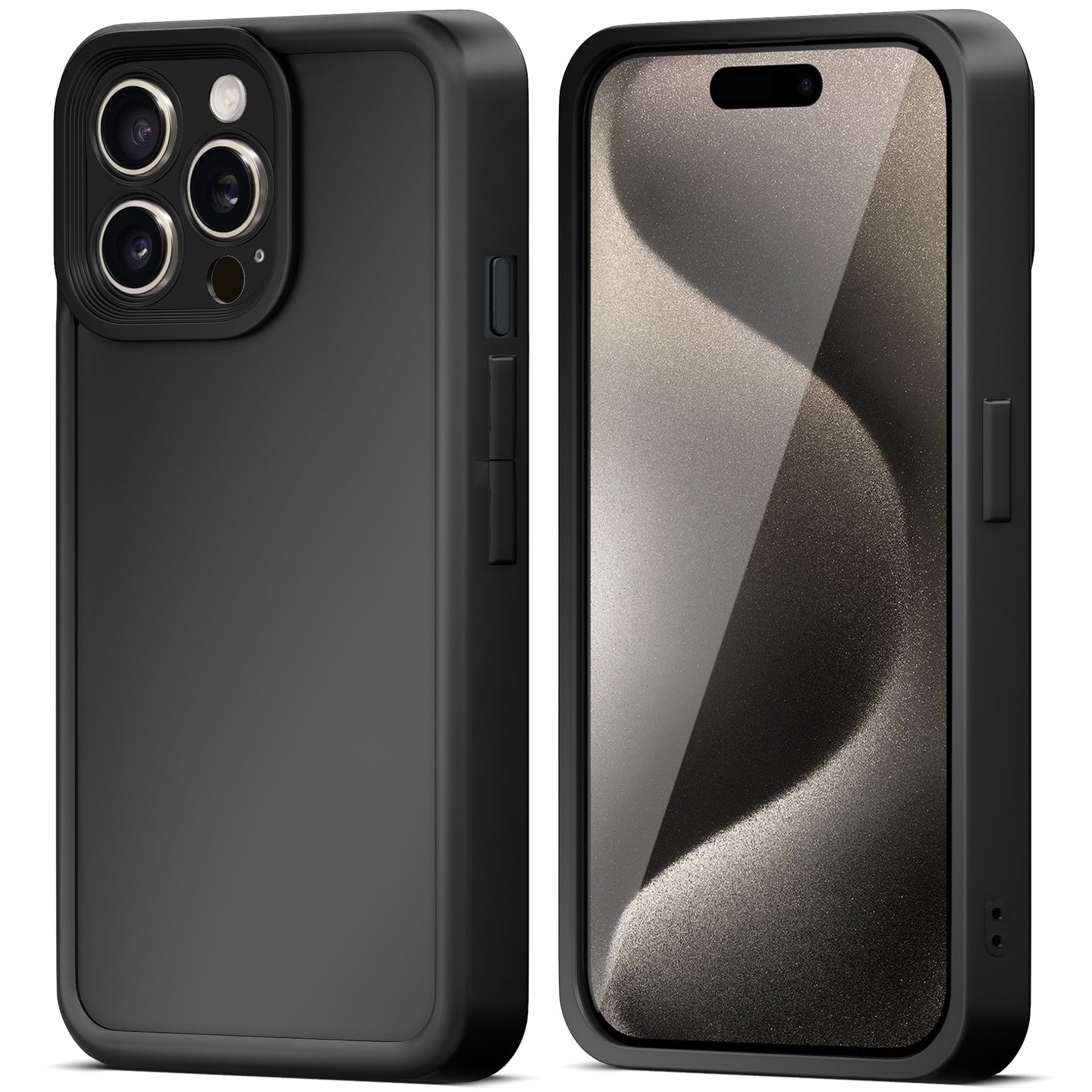 Moozy RimUP Phone Case for iPhone 16 Pro, Matte Finish High Edge Protection TPU Cover, Black