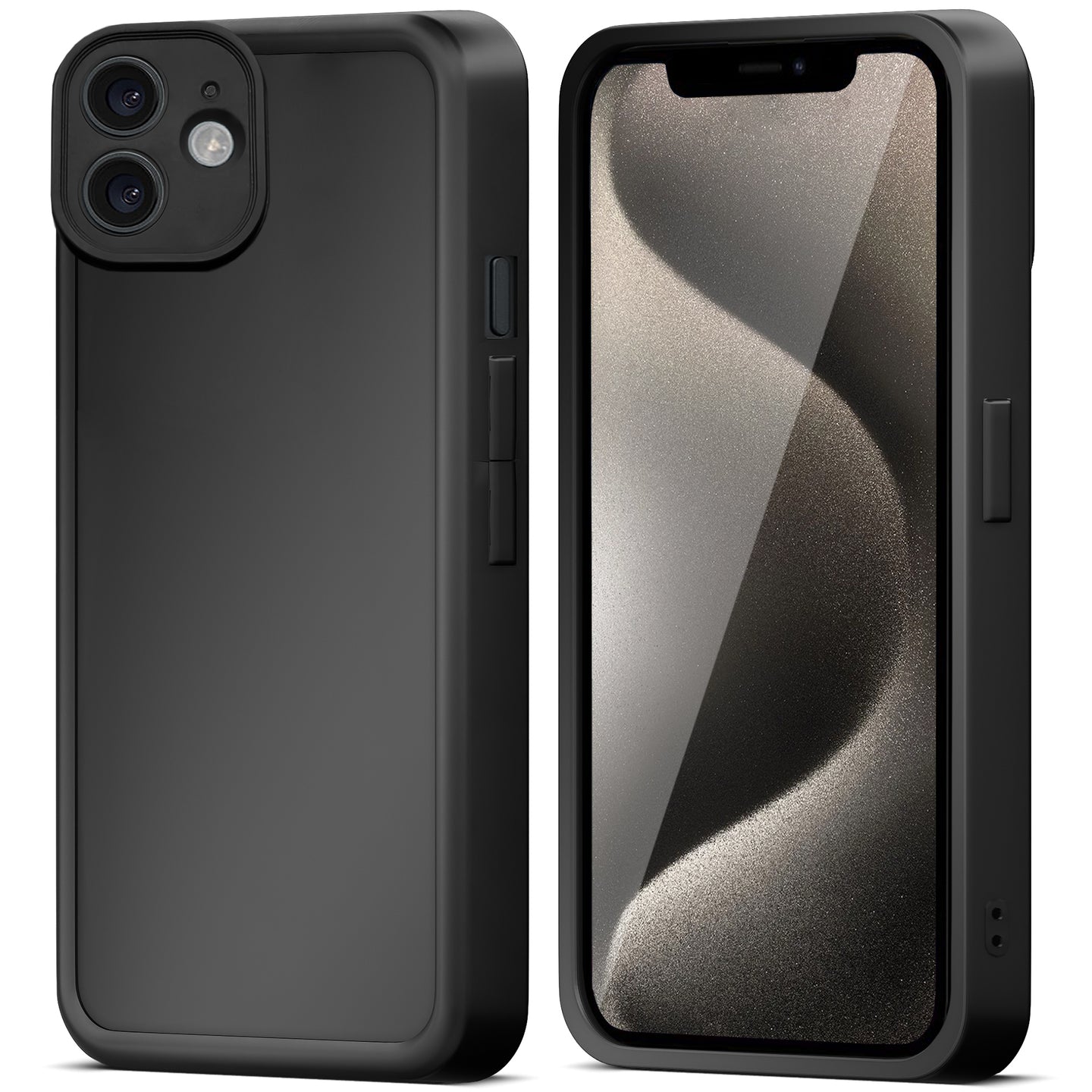 Moozy RimUP Phone Case for iPhone 11, Matte Finish High Edge Protection TPU Cover, Black