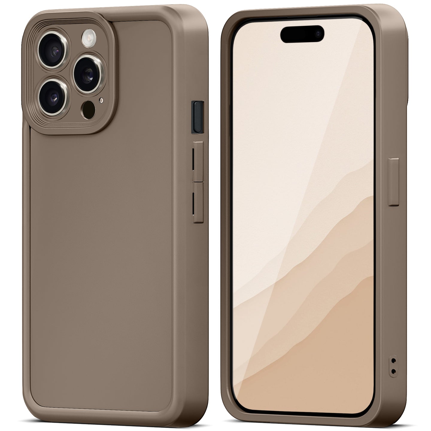 Moozy RimUP Phone Case for iPhone 16 Pro, Matte Finish High Edge Protection TPU Cover, Taupe