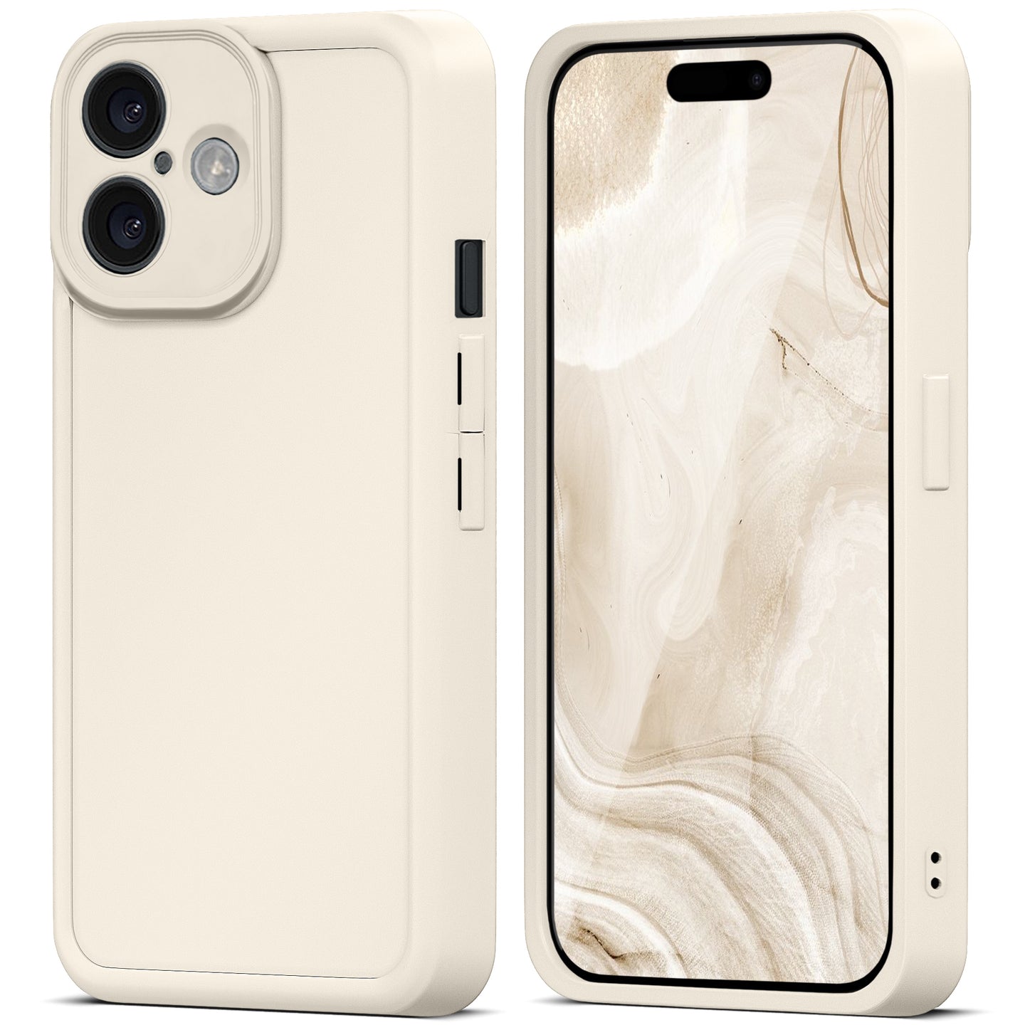 Moozy RimUP Phone Case for iphone 16, Flexible TPU Bumper Shockproof Raised Edges Cover for Extra Protection, Precise Cutouts and Camera Lens Protector, Anti-Scratch, White