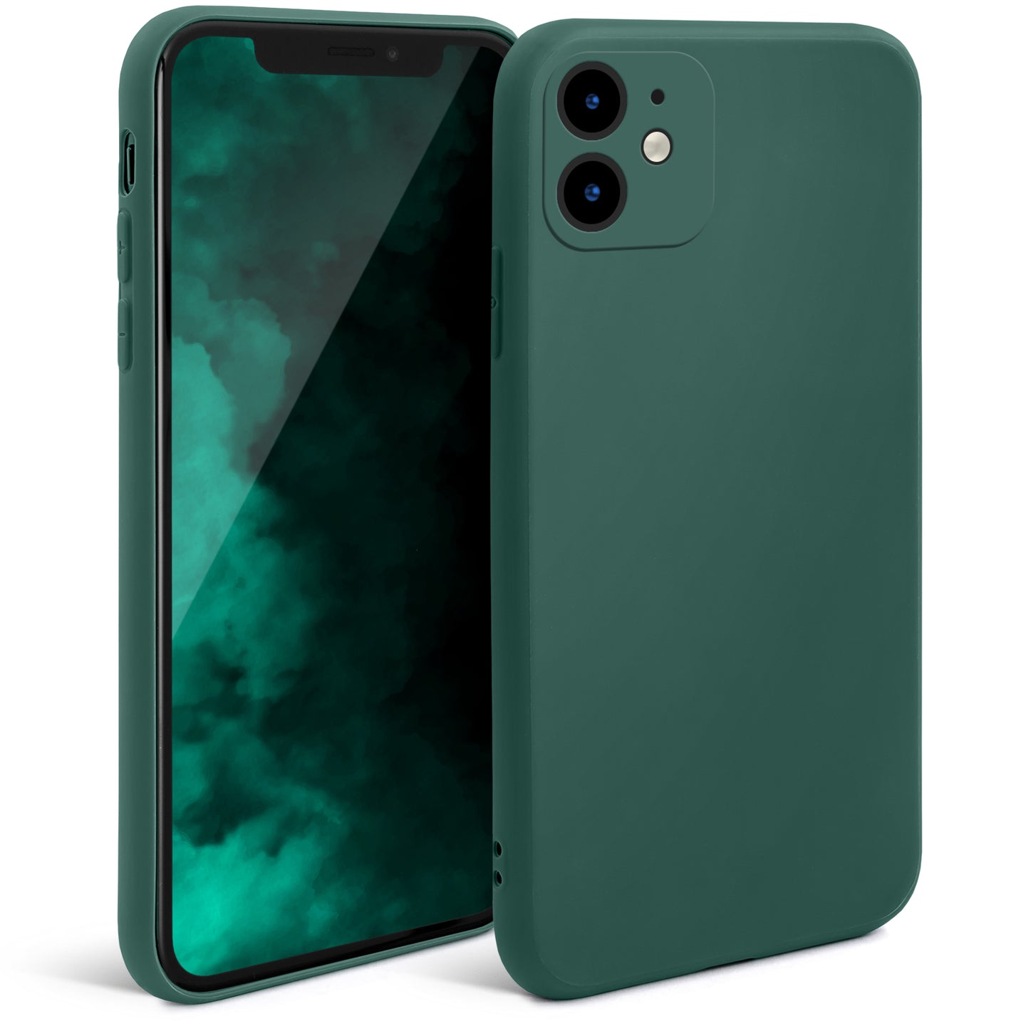 Moozy Minimalist Series Silicone Case for iPhone 11, Dark Green - Matte Finish Lightweight Mobile Phone Case Ultra Slim Soft Protective TPU Cover with Matte Surface