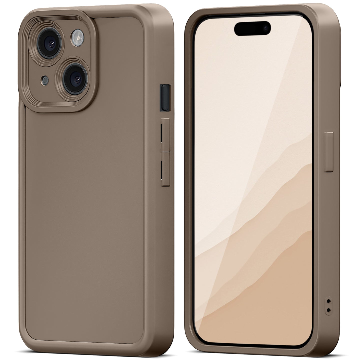 Moozy RimUP Phone Case for iphone 13, Flexible TPU Bumper Shockproof Raised Edges Cover for Extra Protection, Precise Cutouts and Camera Lens Protector, Anti-Scratch, Taupe Grey