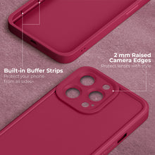 Załaduj obraz do przeglądarki galerii, Moozy RimUP Phone Case for iPhone 16 Pro, Matte Finish High Edge Protection TPU Cover, Wine Red
