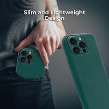Load image into Gallery viewer, Moozy Lifestyle. Premium Silicone Phone case for iPhone 16 Pro, 6.3-inch, Liquid Silicone Lightweight Cover for iphone 16 Pro Shockproof with Matte Finish and Soft Microfiber Lining, Dark Green
