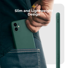 Cargar imagen en el visor de la galería, Moozy Minimalist Series Silicone Case for iPhone 11, Dark Green - Matte Finish Lightweight Mobile Phone Case Ultra Slim Soft Protective TPU Cover with Matte Surface
