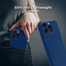 Carica l&#39;immagine nel visualizzatore di Gallery, Moozy Lifestyle. Premium Silicone Phone case for iPhone 16 Pro, 6.3-inch, Liquid Silicone Lightweight Cover for iphone 16 Pro Shockproof with Matte Finish and Soft Microfiber Lining, Dark blue
