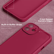 Cargar imagen en el visor de la galería, Moozy RimUP Phone Case for iPhone 11, Matte Finish High Edge Protection TPU Cover, Wine Red
