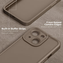 Carica l&#39;immagine nel visualizzatore di Gallery, Moozy RimUP Phone Case for iphone 13, Flexible TPU Bumper Shockproof Raised Edges Cover for Extra Protection, Precise Cutouts and Camera Lens Protector, Anti-Scratch, Taupe Grey
