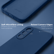 Charger l&#39;image dans la galerie, Moozy Lifestyle. Silicone Phone Case for Samsung galaxy A56 5g, Liquid Silicone slim Protector Cover with Matte Finish and Soft Microfiber Lining, Premium Shockproof Case for A56 5g, Dark blue
