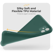 Cargar imagen en el visor de la galería, Moozy Minimalist Series Silicone Case for iPhone 11, Dark Green - Matte Finish Lightweight Mobile Phone Case Ultra Slim Soft Protective TPU Cover with Matte Surface
