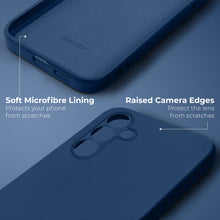 Ladda upp bild till gallerivisning, Moozy Lifestyle. Liquid Silicone Phone Case for Samsung galaxy S25, Liquid Silicone Lightweight Cover for samsung S25 5G with Matte Finish and Soft Microfiber Lining, Dark blue
