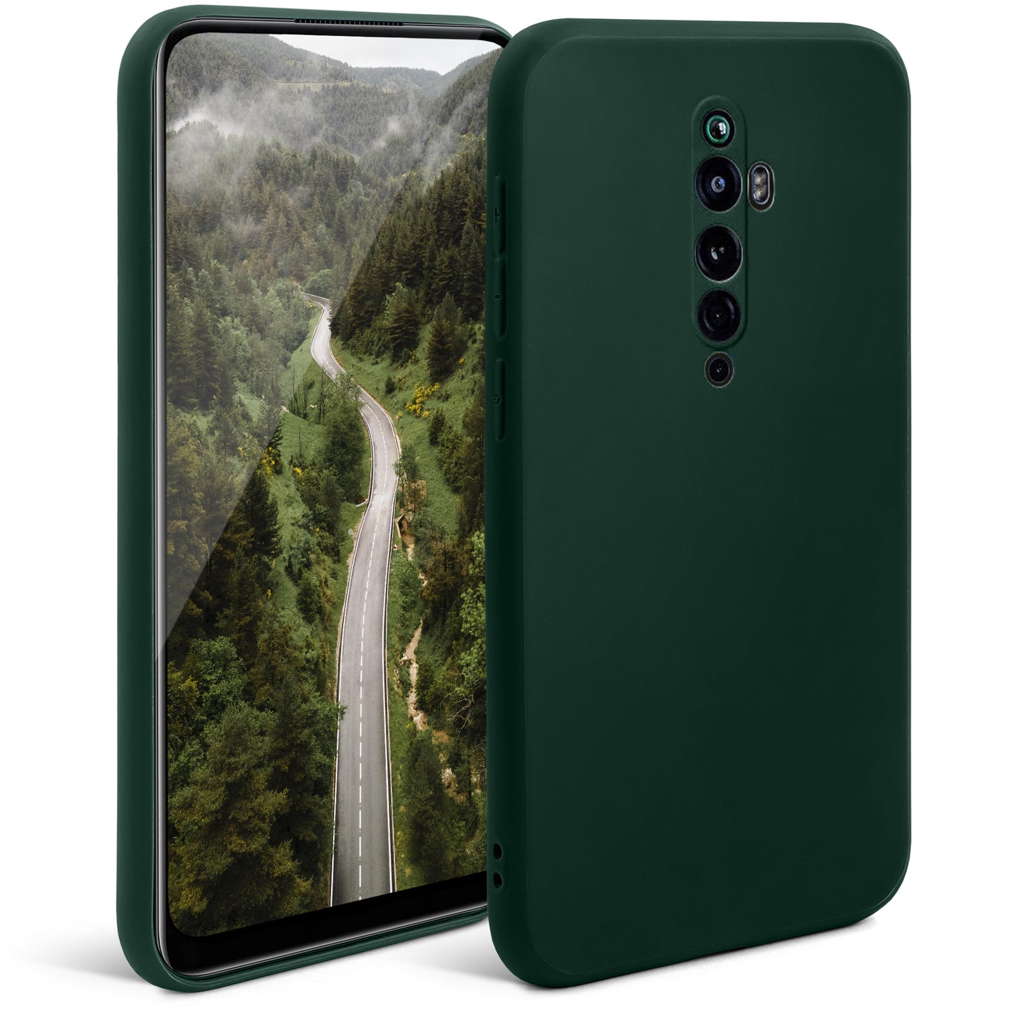 Moozy Minimalist Series Silicone Case for Oppo Reno2 Z, Midnight Green - Matte Finish Slim Soft TPU Cover