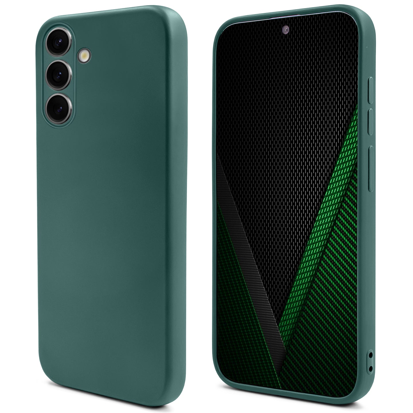 Moozy Lifestyle. Silicone Phone Case for Samsung galaxy S24, Liquid Silicone Lightweight Cover for samsung S24 5G with Matte Finish and Soft Microfiber Lining, Dark Green