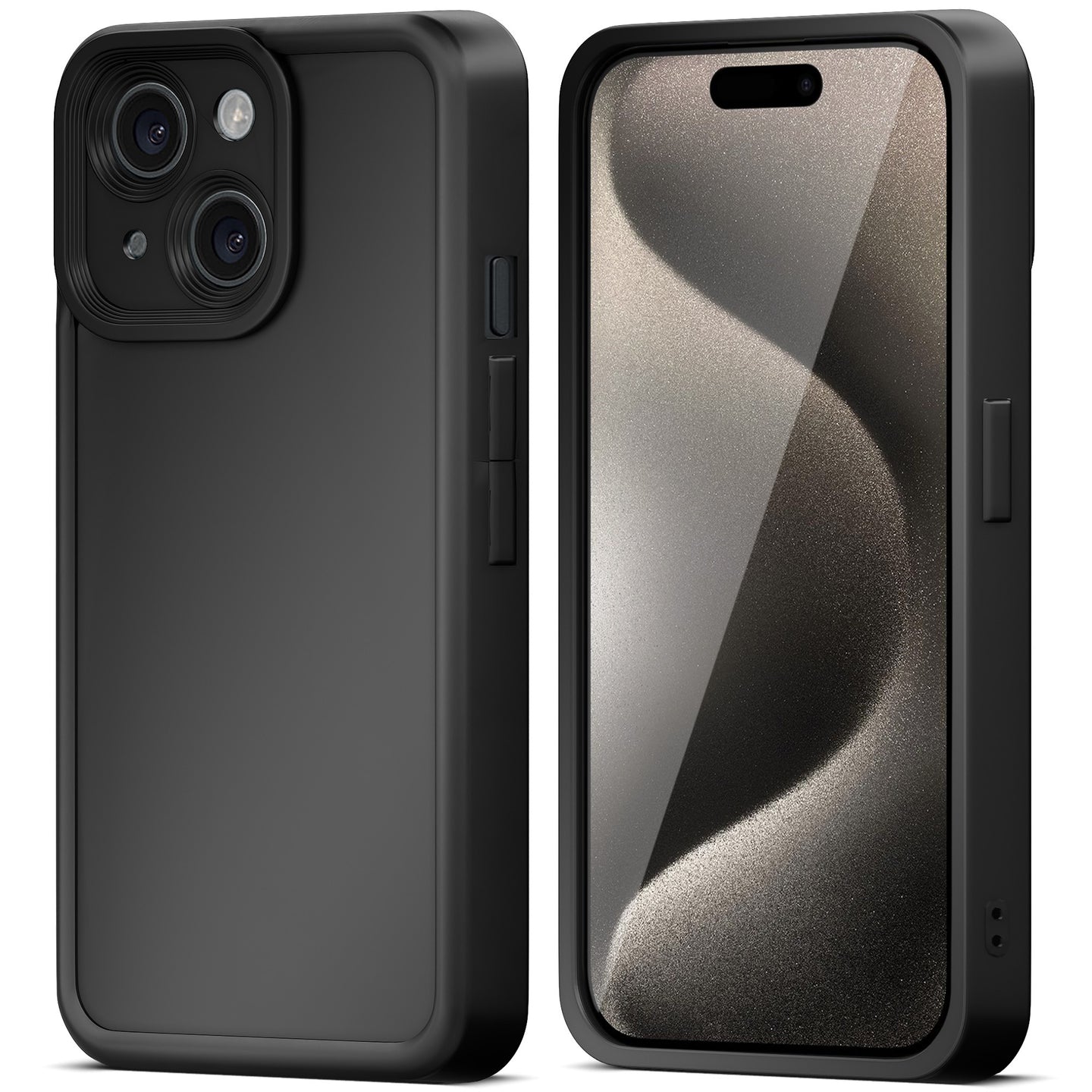 Moozy RimUP Phone Case for iPhone 13 Mini, Matte Finish High Edge Protection TPU Cover, Black