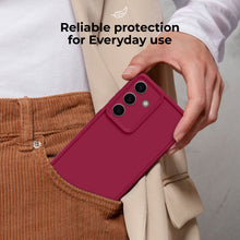 Ladda upp bild till gallerivisning, Moozy RimUP Phone Case for Samsung Galaxy S24 FE, Matte Finish High Edge Protection TPU Cover, Wine Red

